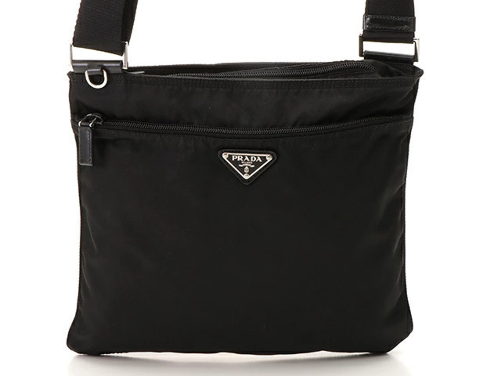 Prada Tessuto Saffiano Leather Shoulder Bag Black